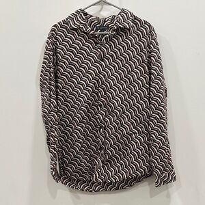 INC International Concepts Black and White Wave Pattern Shirt